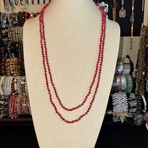 Long Red AB Glass Necklace